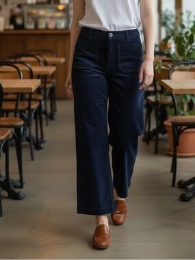 LOFT Wide-Leg Navy Pants for Women - Classic Comfort